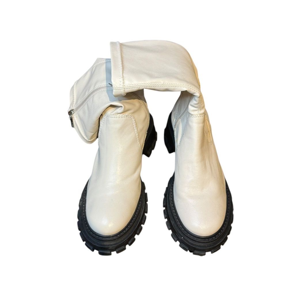 Schutz Womens Boots Kendy Lug Sole Mid Calf Side Zip Up Leather White Size 7.5 B - Picture 4 of 7